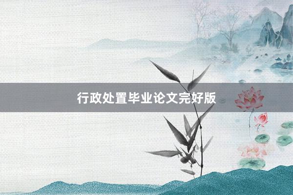 行政处置毕业论文完好版